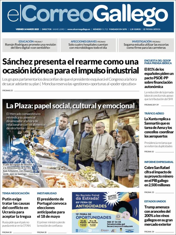 Portada de El Correo Gallego (España)