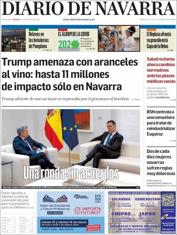 Portada de Diario de Navarra (España)