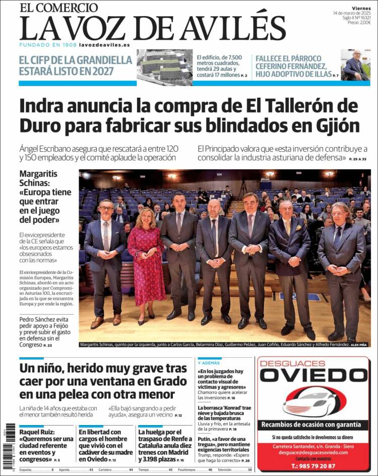 Portada de El Comercio - Avilés (España)