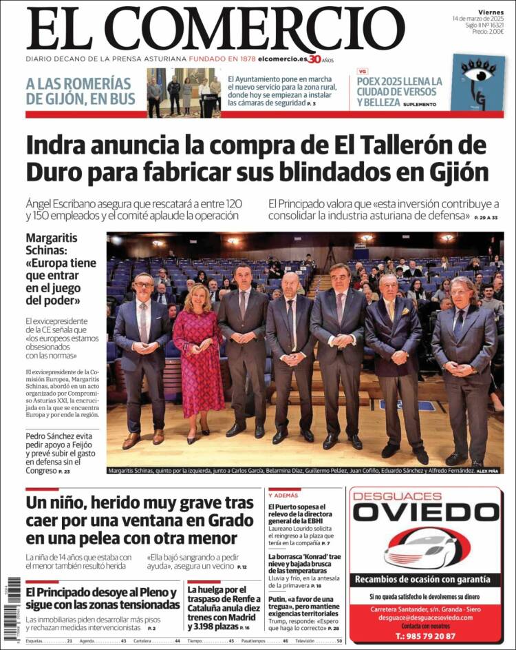 Portada de El Comercio - Gijón (España)