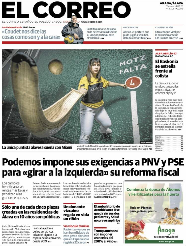 Portada de El Correo - Álava (España)