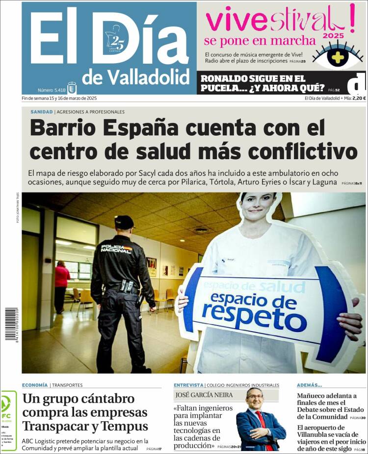 Portada de El Día de Valladolid (España)