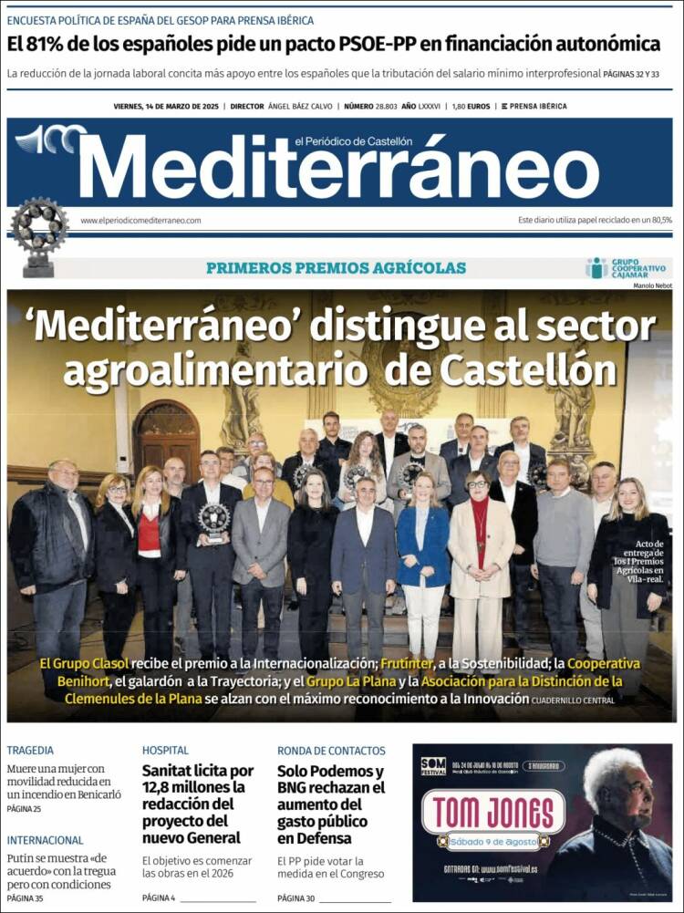 Portada de El Periódico Mediterraneo (España)