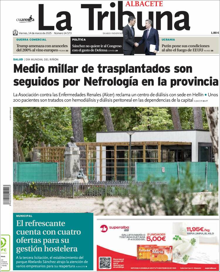 Portada de La Tribuna de Albacete (España)