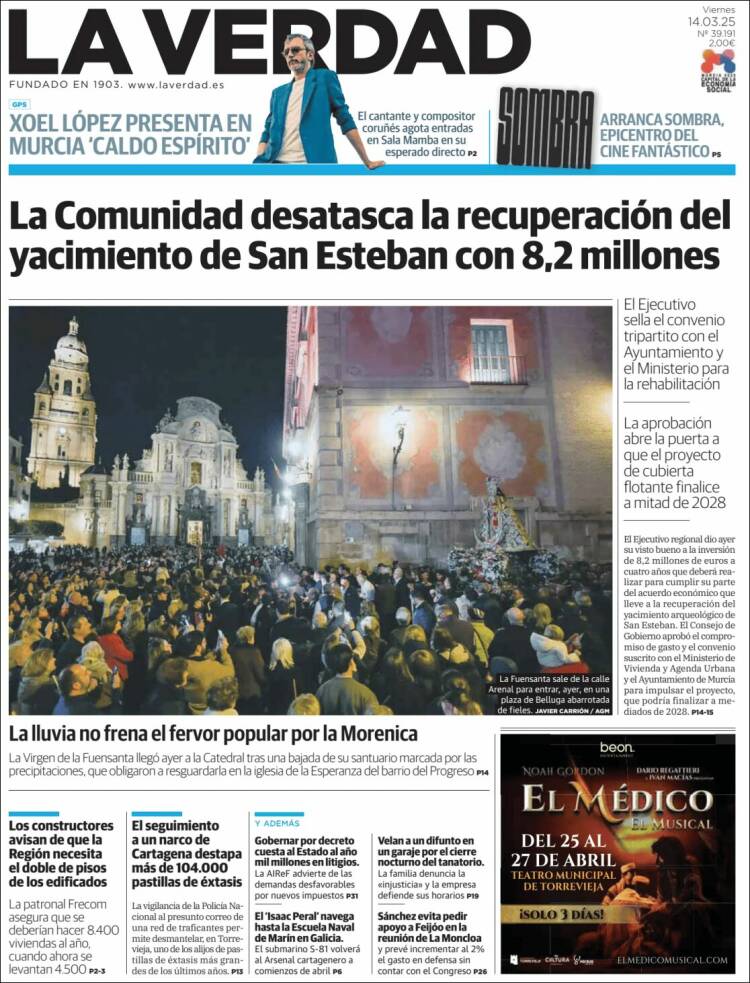 Portada de La Verdad de Murcia (España)