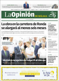 Portada de La Opinión de Málaga (España)