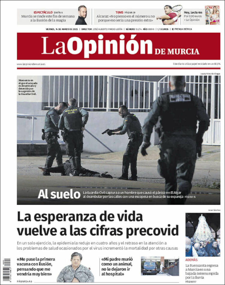 Portada de La Opinión de Murcia (España)