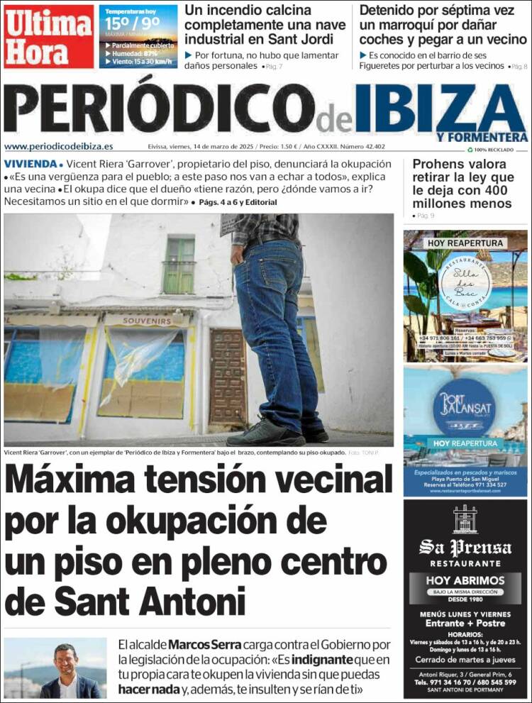 Portada de Periódico de Ibiza (España)