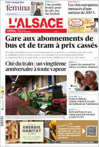 Portada de Journal L'Alsace (Francia)