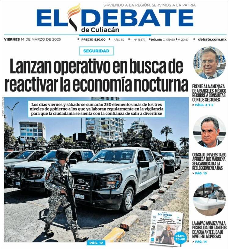 Portada de El Debate de Culiacán (México)