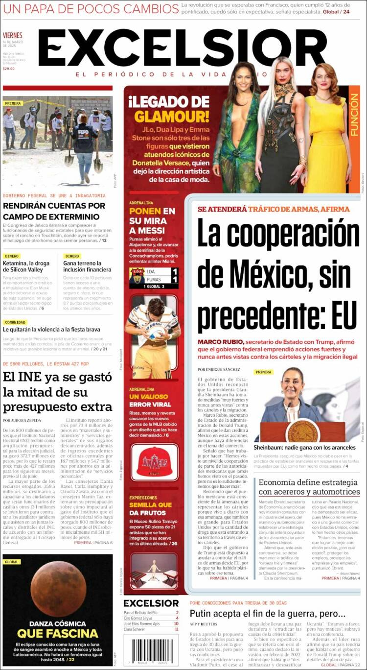 Portada de Excelsior (México)
