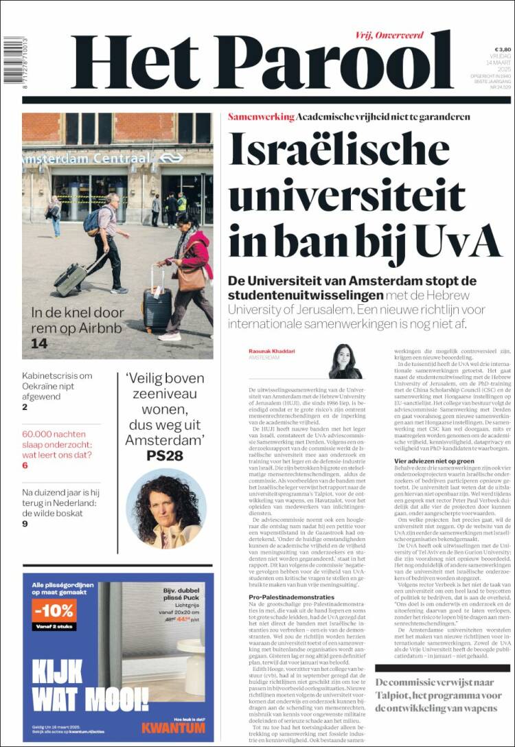 Portada de Het Parool (Países Bajos)