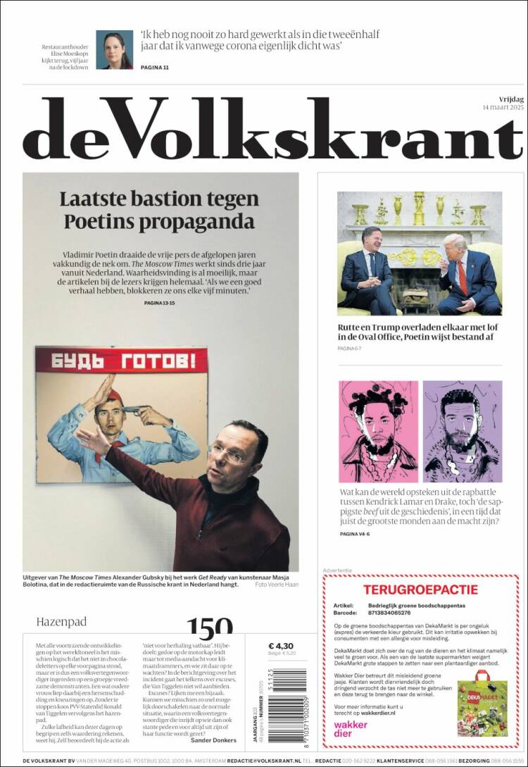 Portada de De Volkskrant (Países Bajos)