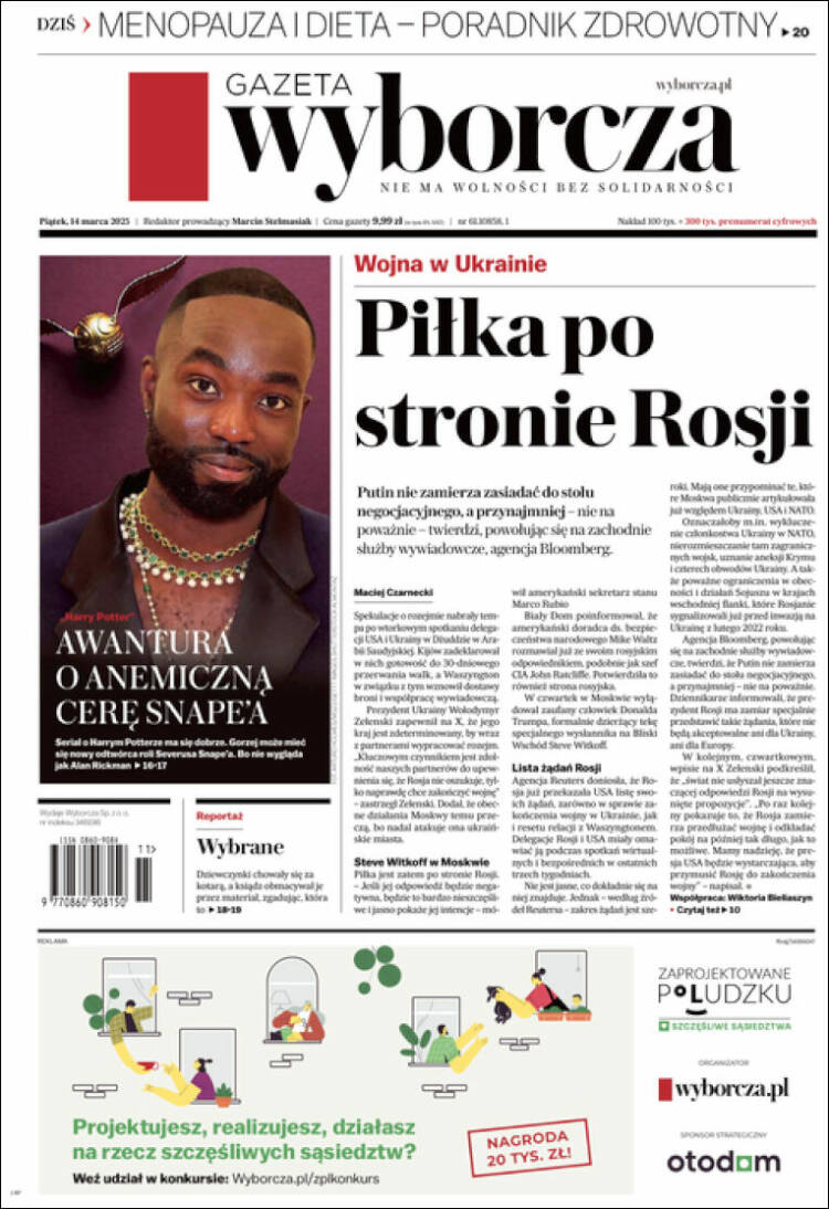 Portada de Gazeta Wyborcza (Polonia)