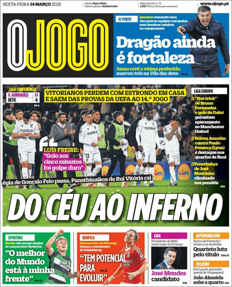 Portada de O Jogo (Portugal)