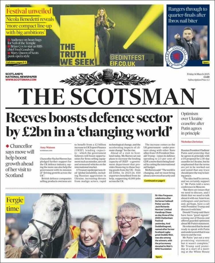 Portada de The Scotsman (Reino Unido)