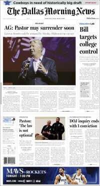 Portada de Dallas Morning News (USA)