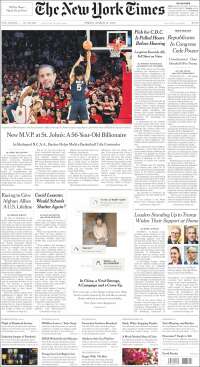 Portada de New York Times (USA)