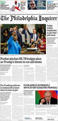 Portada de Philadelphia Inquirer (USA)