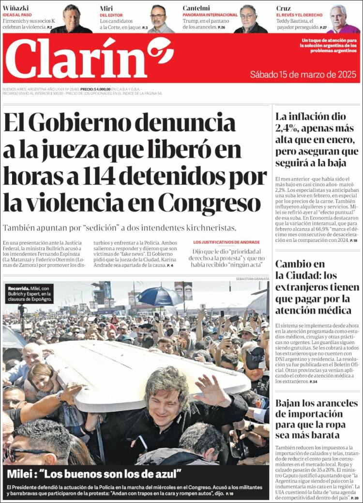 Portada de Clarín (Argentina)