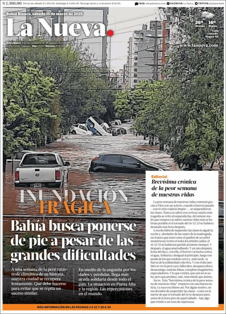 Portada de La Nueva Provincia (Argentina)