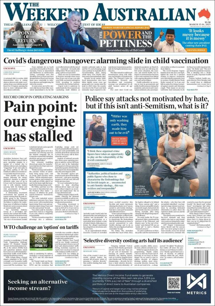 Portada de The Australian (Australia)