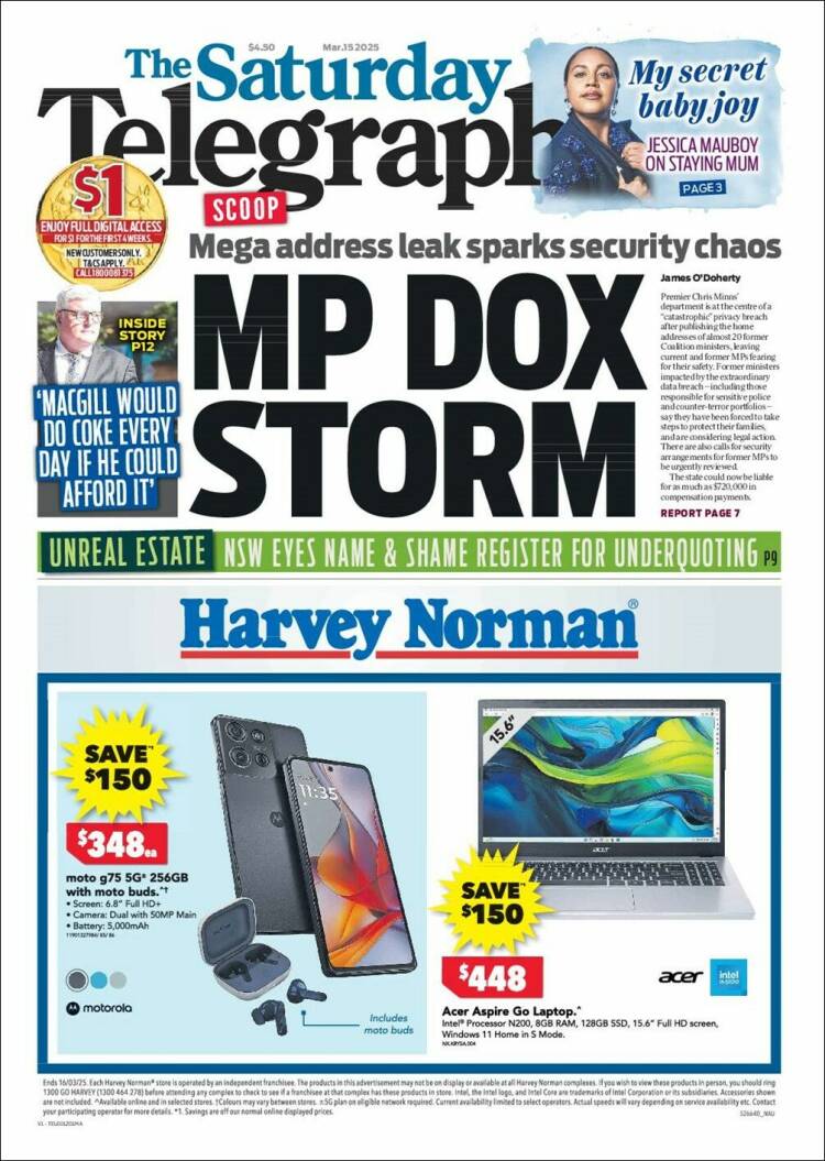 Portada de The Daily Telegraph (Australia)