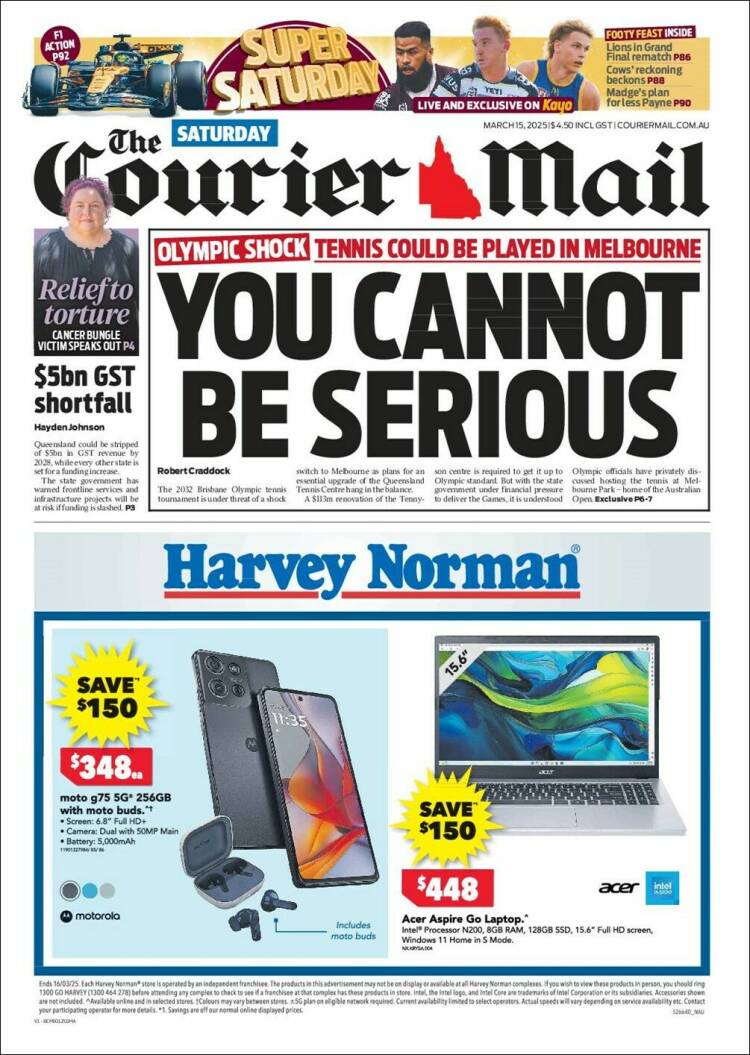 Portada de The Courier-Mail (Australia)