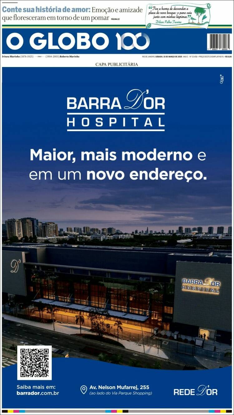 Portada de O Globo (Brasil)