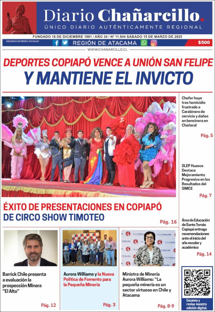 Portada de Diario Chañarcillo (Chile)