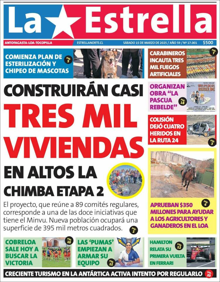 Portada de La Estrella de Loa (Chile)