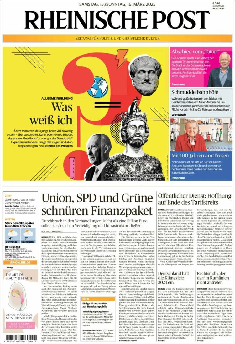 Portada de Rheinische Post (Alemania)