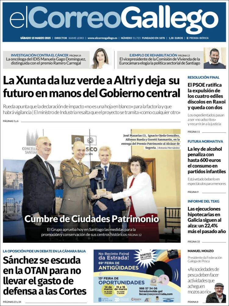 Portada de El Correo Gallego (España)