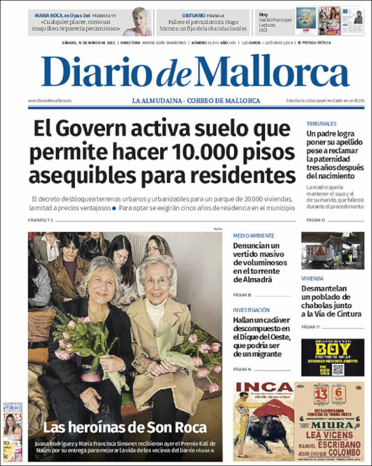 Portada de Diario de Mallorca (España)