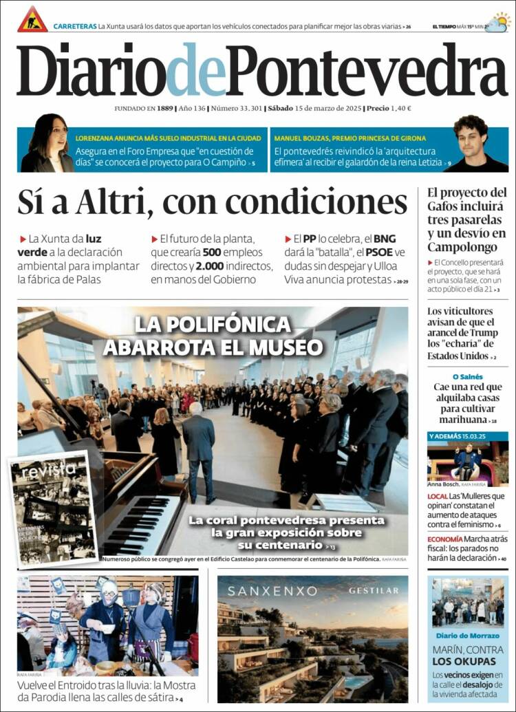 Portada de Diario de Pontevedra (España)