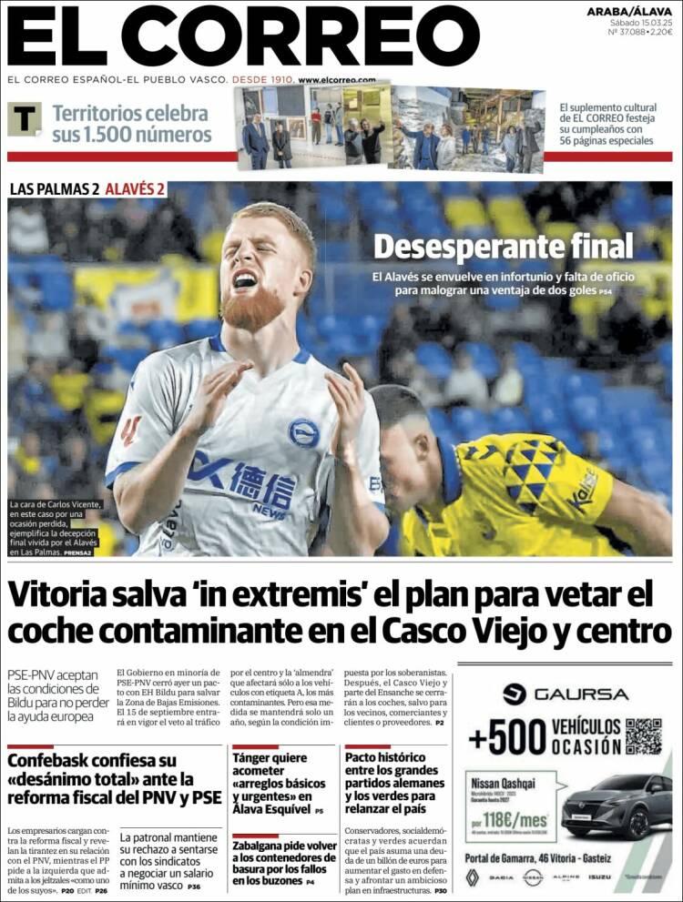 Portada de El Correo - Álava (España)