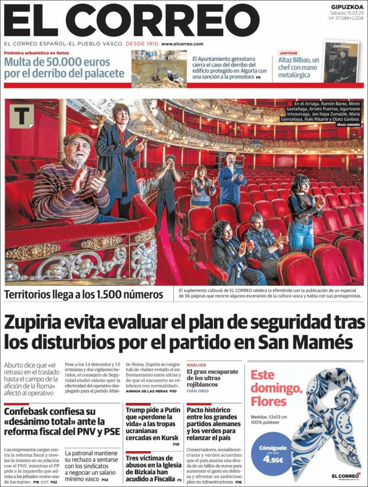 Portada de El Correo - Guipuzcoa (España)