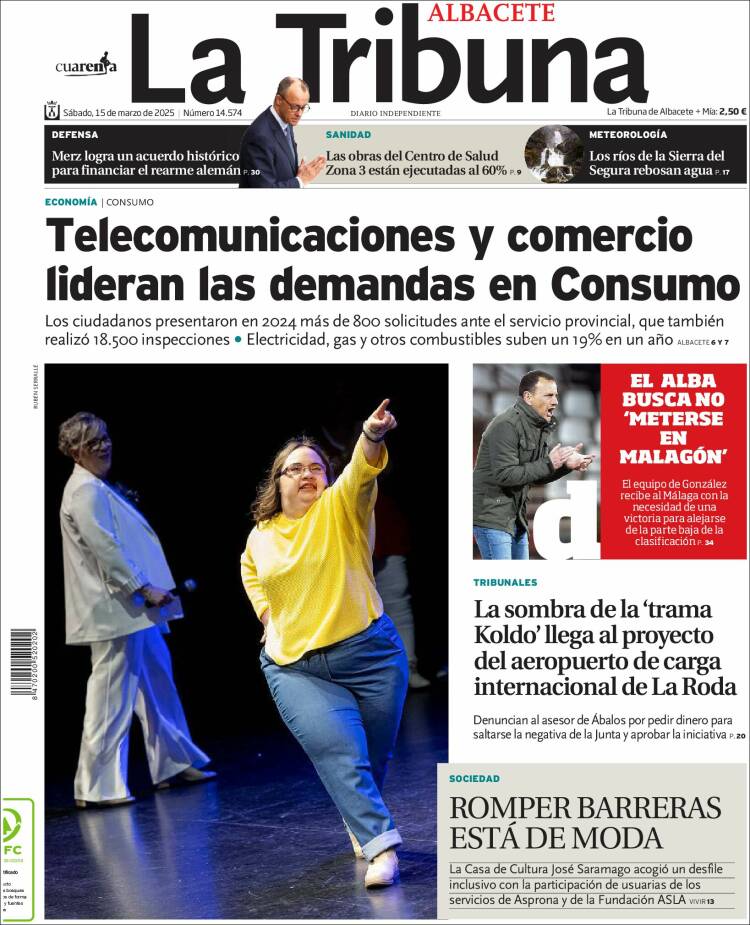 Portada de La Tribuna de Albacete (España)