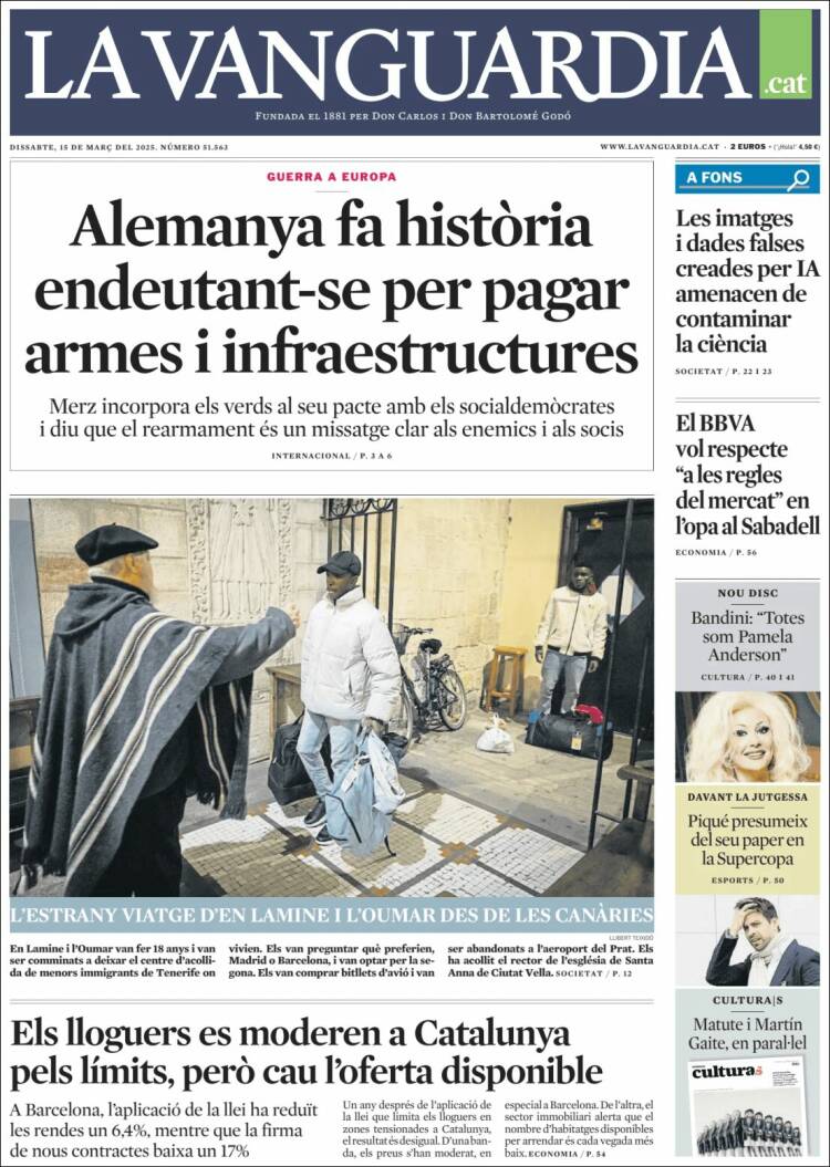 Portada de La Vanguardia (España)