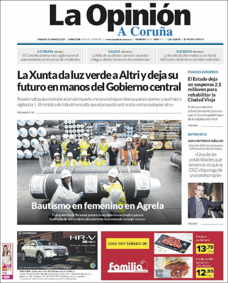 Portada de La Opinión de A Coruña (España)