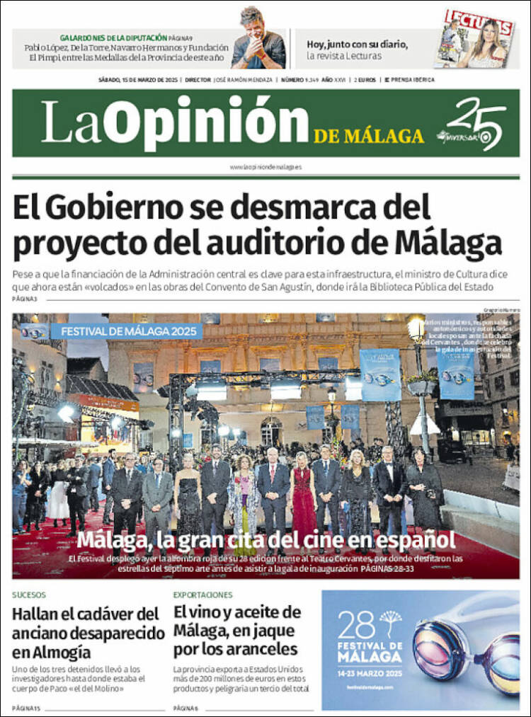 Portada de La Opinión de Málaga (España)