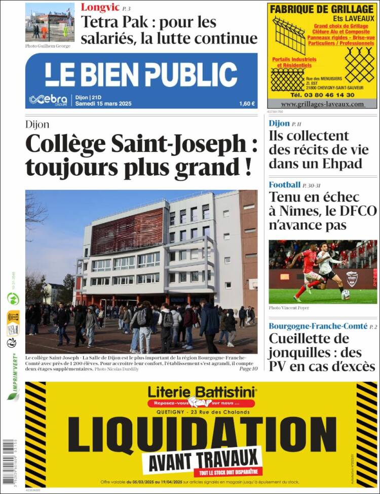 Portada de Le Bien Public (Francia)