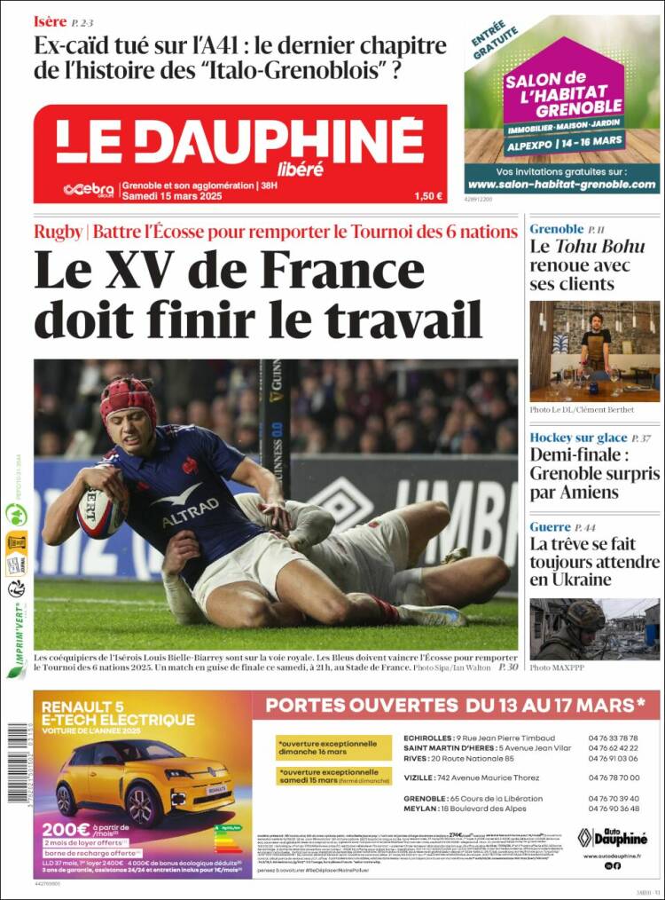 Portada de Le Dauphiné Libéré (Francia)