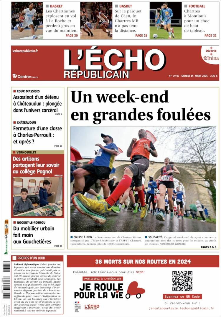 Portada de L'Echo Républicain (Francia)