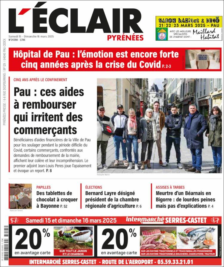 Portada de L'Eclair des Pyrénées (Francia)