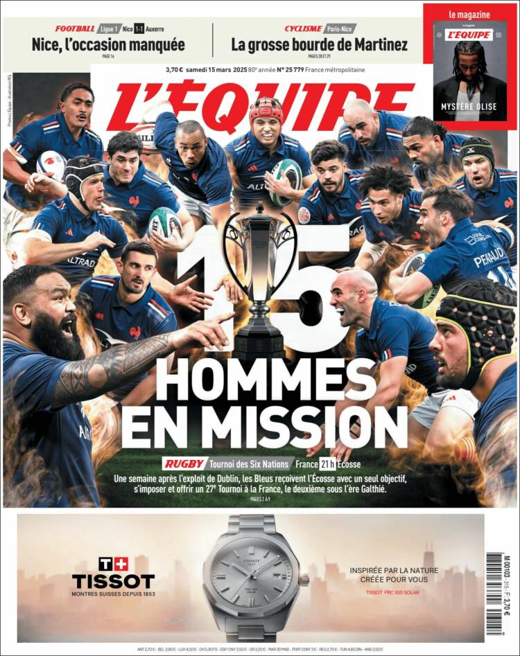 Portada de L'Equipe (Francia)