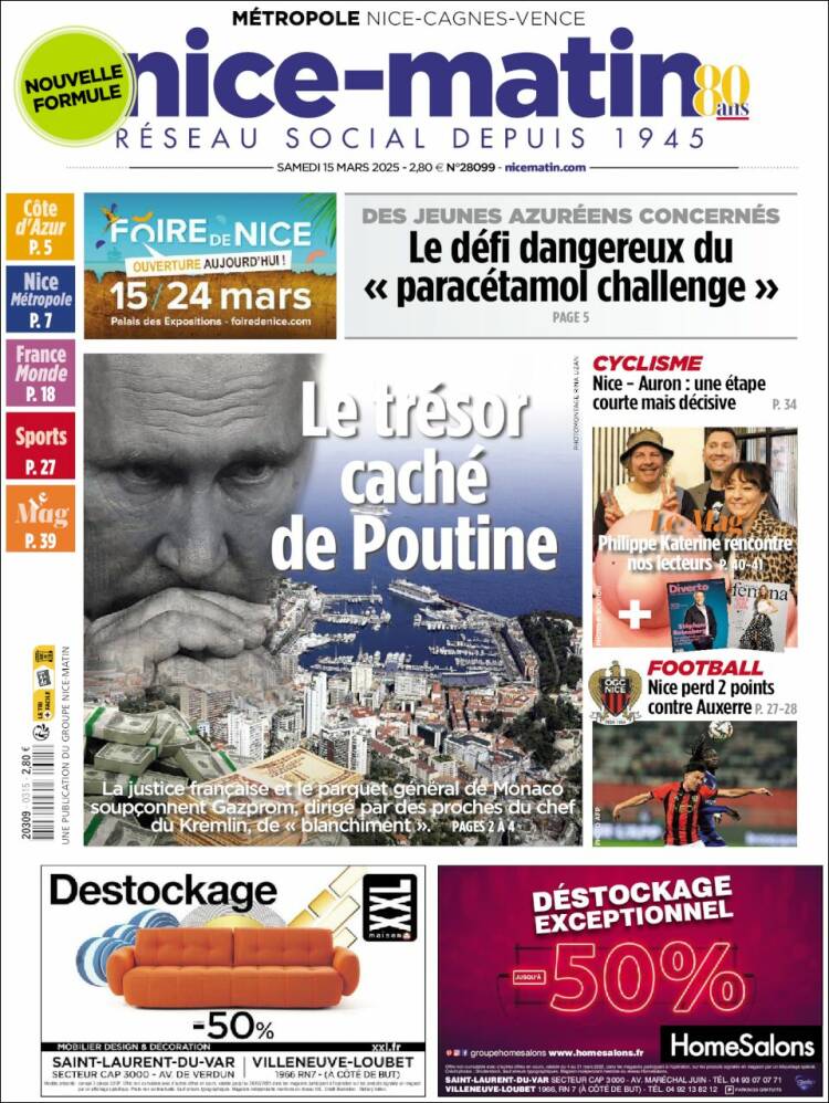 Portada de Nice-Matin (Francia)