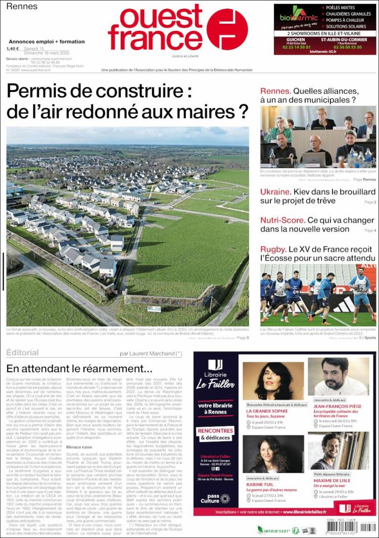 Portada de Ouest France (Francia)