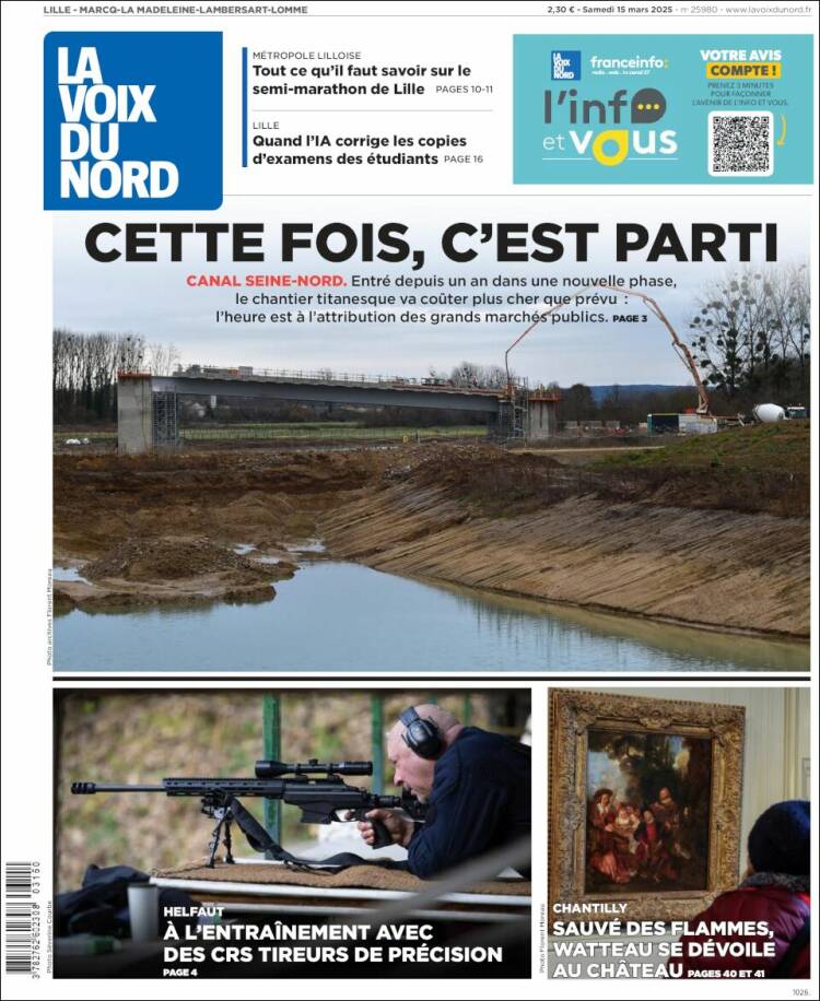 Portada de La Voix du Nord (Francia)