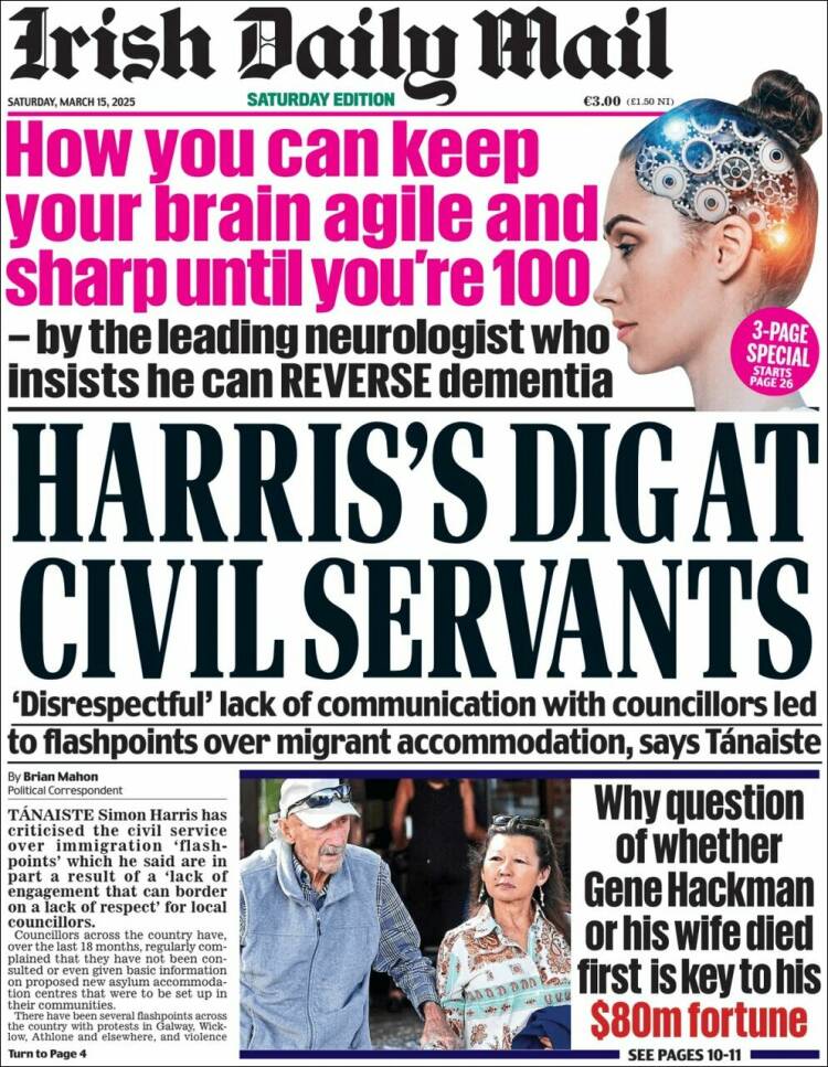 Portada de Irish Daily Mail (Irlanda)